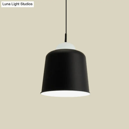 Sleek Monochrome Metal Suspension Light for Study Room - Single Light Hanging Lamp