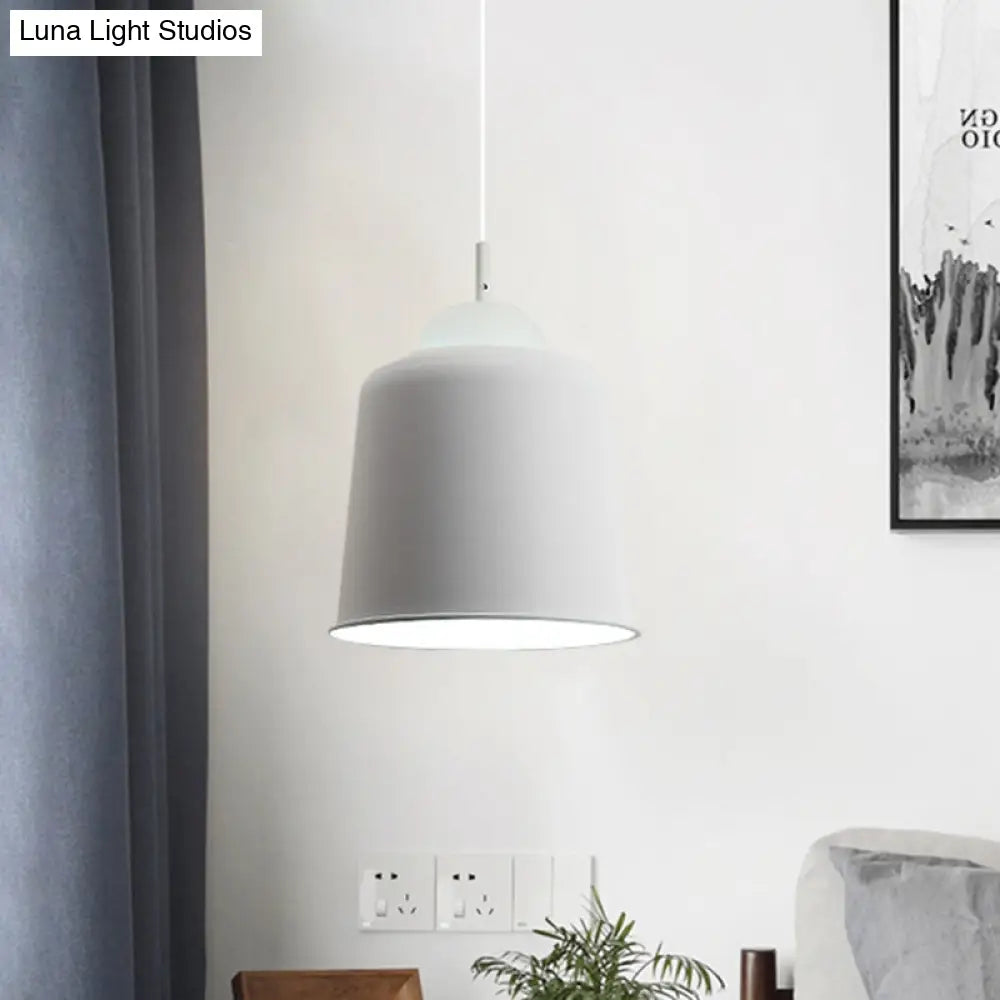 Sleek Monochrome Metal Suspension Light for Study Room - Single Light Hanging Lamp