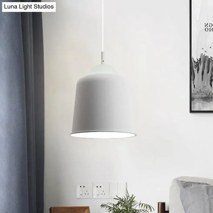 Sleek Monochrome Metal Suspension Light for Study Room - Single Light Hanging Lamp