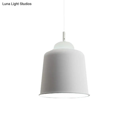 Sleek Monochrome Metal Suspension Light for Study Room - Single Light Hanging Lamp