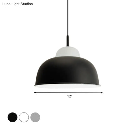 Sleek Monochrome Metal Suspension Light for Study Room - Single Light Hanging Lamp