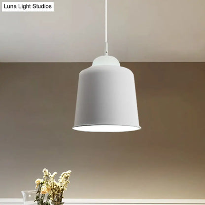 Sleek Monochrome Metal Suspension Light for Study Room - Single Light Hanging Lamp