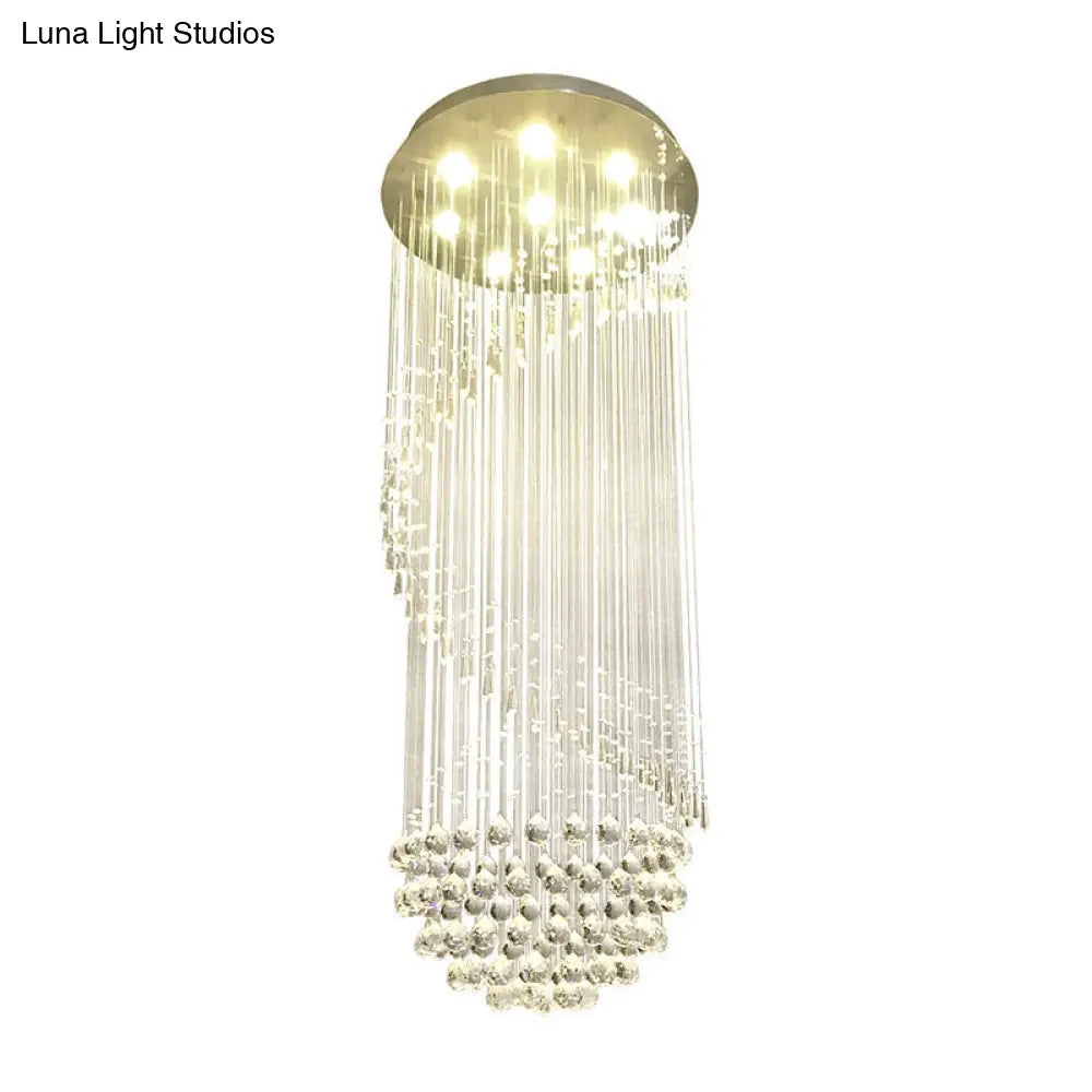 DecorBites™ DecorBites™ Sleek Nickel Spiral Flushmount Lighting with Crystal Ball Accents - 6 Lights Flush Light Fixture