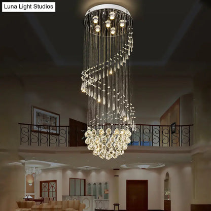DecorBites™ DecorBites™ Sleek Nickel Spiral Flushmount Lighting with Crystal Ball Accents - 6 Lights Flush Light Fixture