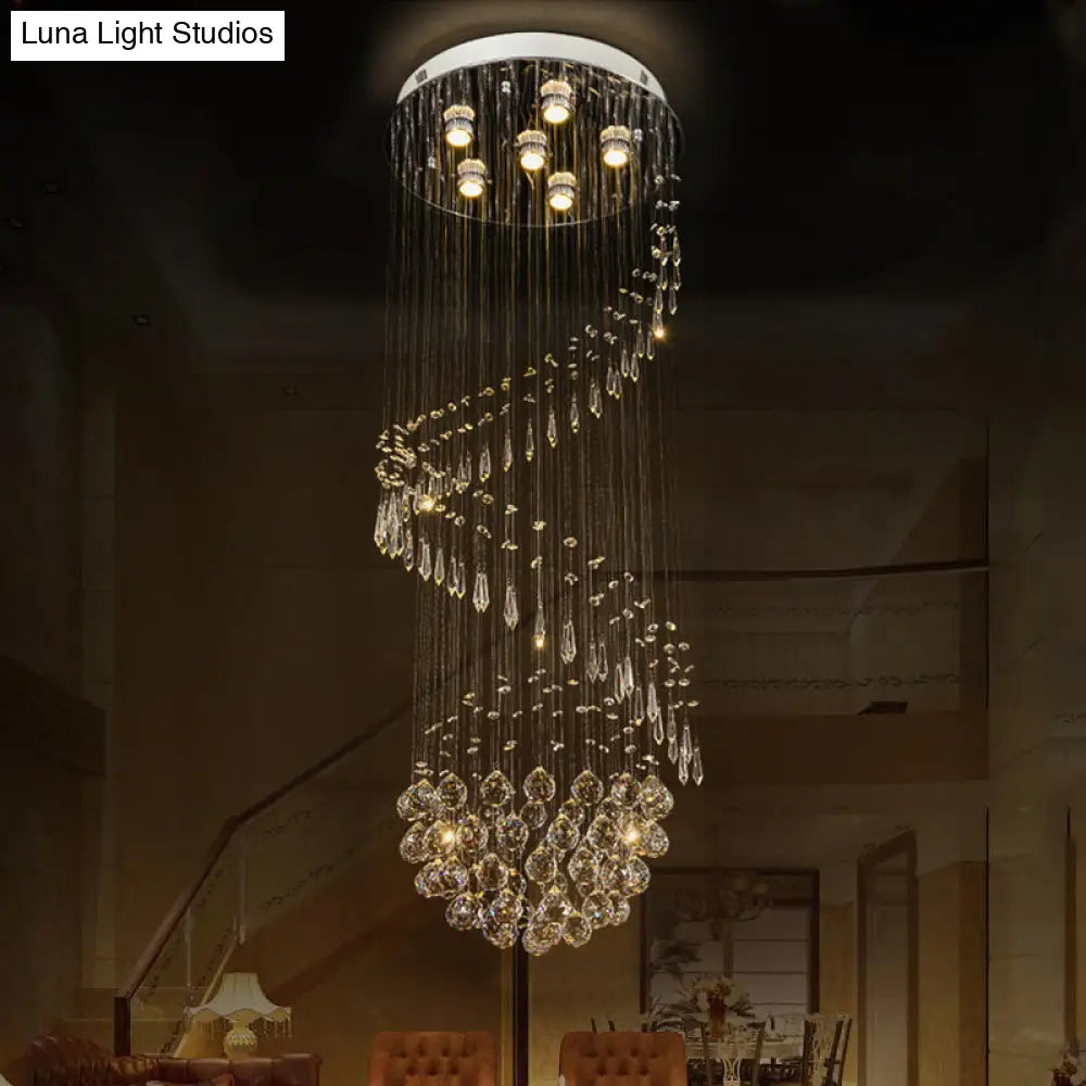 DecorBites™ DecorBites™ Sleek Nickel Spiral Flushmount Lighting with Crystal Ball Accents - 6 Lights Flush Light Fixture