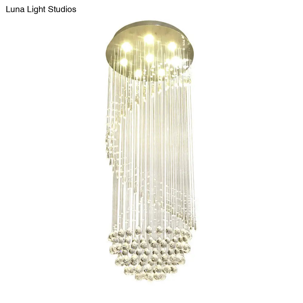 DecorBites™ DecorBites™ Sleek Nickel Spiral Flushmount Lighting with Crystal Ball Accents - 6 Lights Flush Light Fixture