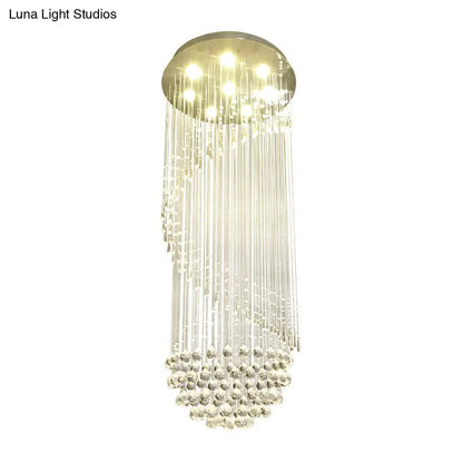DecorBites™ DecorBites™ Sleek Nickel Spiral Flushmount Lighting with Crystal Ball Accents - 6 Lights Flush Light Fixture