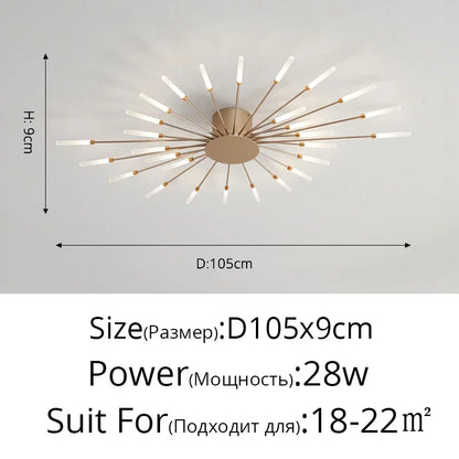 Sleek Nordic LED Chandelier for Modern Home - Matte Gold 28 heads / Neutral light
