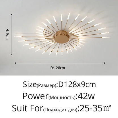 Sleek Nordic LED Chandelier for Modern Home - Matte Gold 42 heads / Neutral light