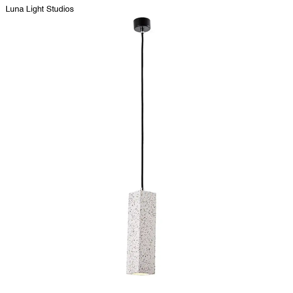 Sleek Nordic Marble LED Pendant Light - Modern Slim Cuboid Design, 1 Head, White Color