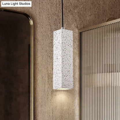 Sleek Nordic Marble LED Pendant Light - Modern Slim Cuboid Design, 1 Head, White Color