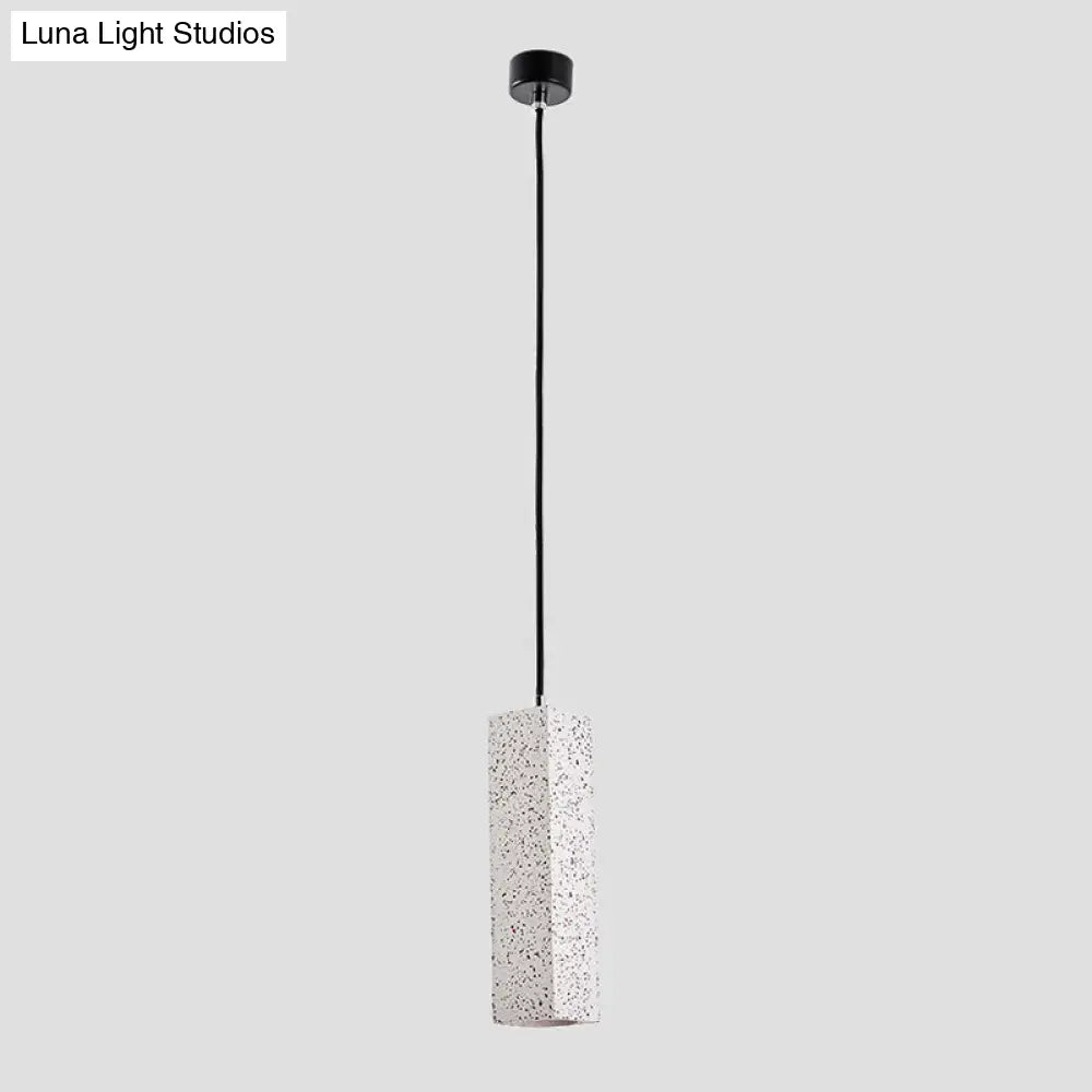 Sleek Nordic Marble LED Pendant Light - Modern Slim Cuboid Design, 1 Head, White Color