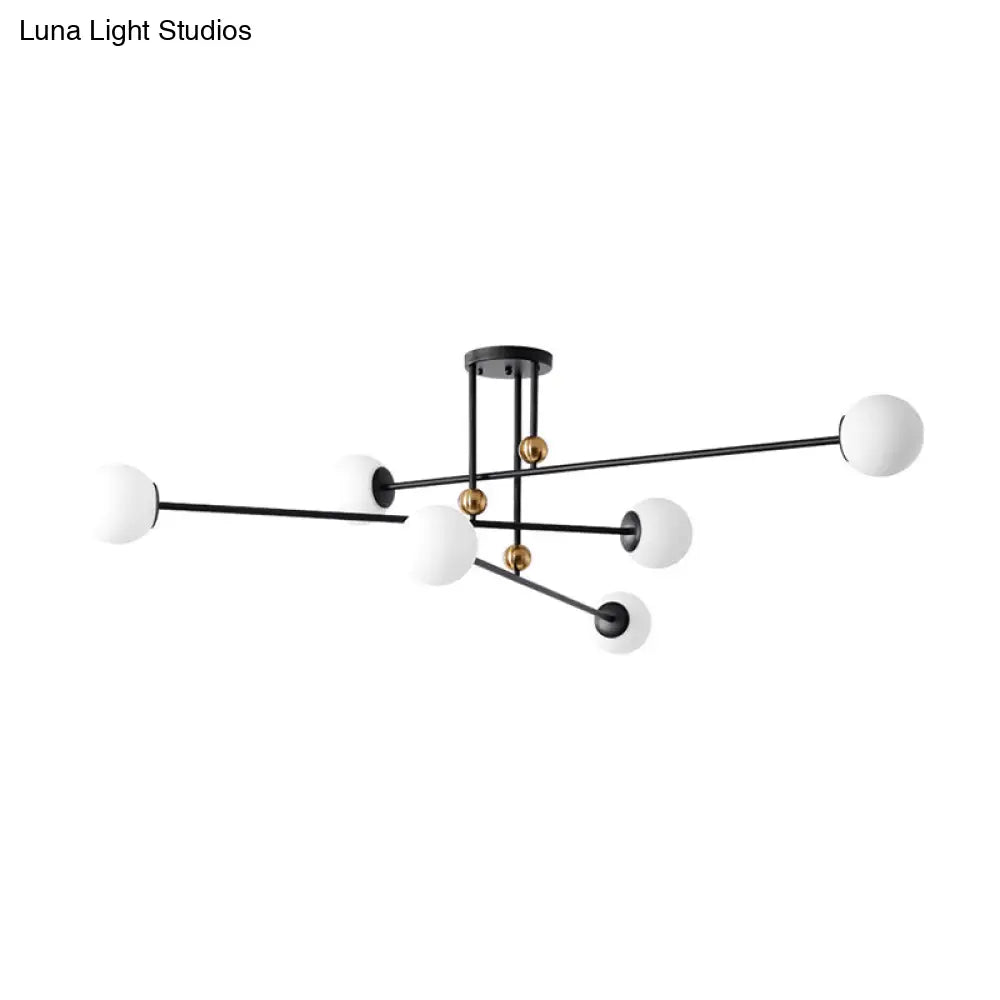DecorBites™ DecorBites™ Sleek Opal Glass Semi Flush Ceiling Light Fixture - 6-Bulb Minimalistic Flush Mount for Living Room