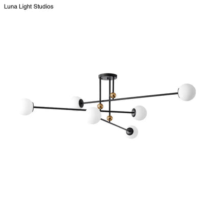DecorBites™ DecorBites™ Sleek Opal Glass Semi Flush Ceiling Light Fixture - 6-Bulb Minimalistic Flush Mount for Living Room