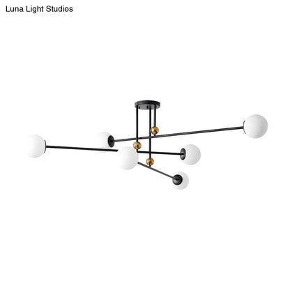 DecorBites™ DecorBites™ Sleek Opal Glass Semi Flush Ceiling Light Fixture - 6-Bulb Minimalistic Flush Mount for Living Room