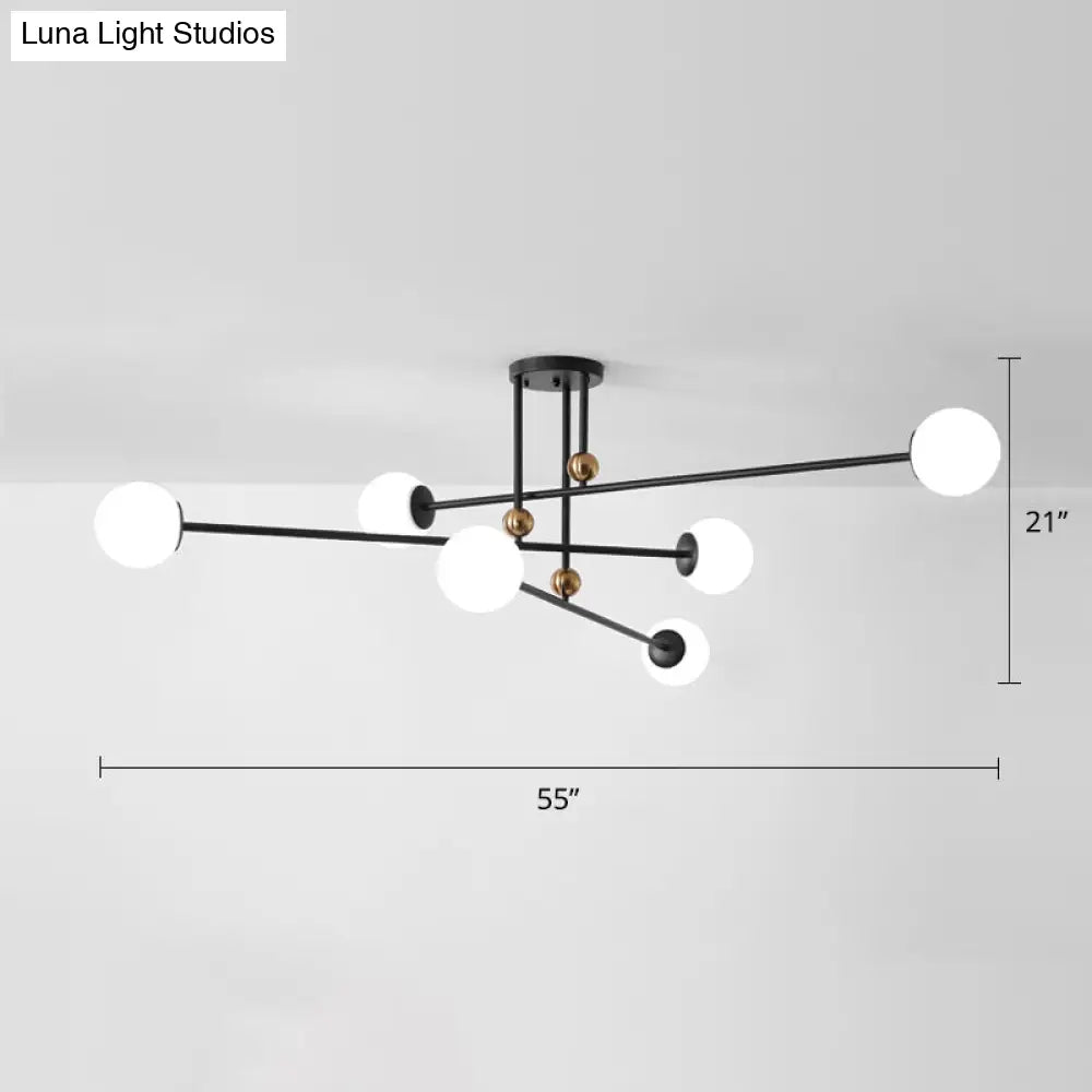 DecorBites™ DecorBites™ Sleek Opal Glass Semi Flush Ceiling Light Fixture - 6-Bulb Minimalistic Flush Mount for Living Room