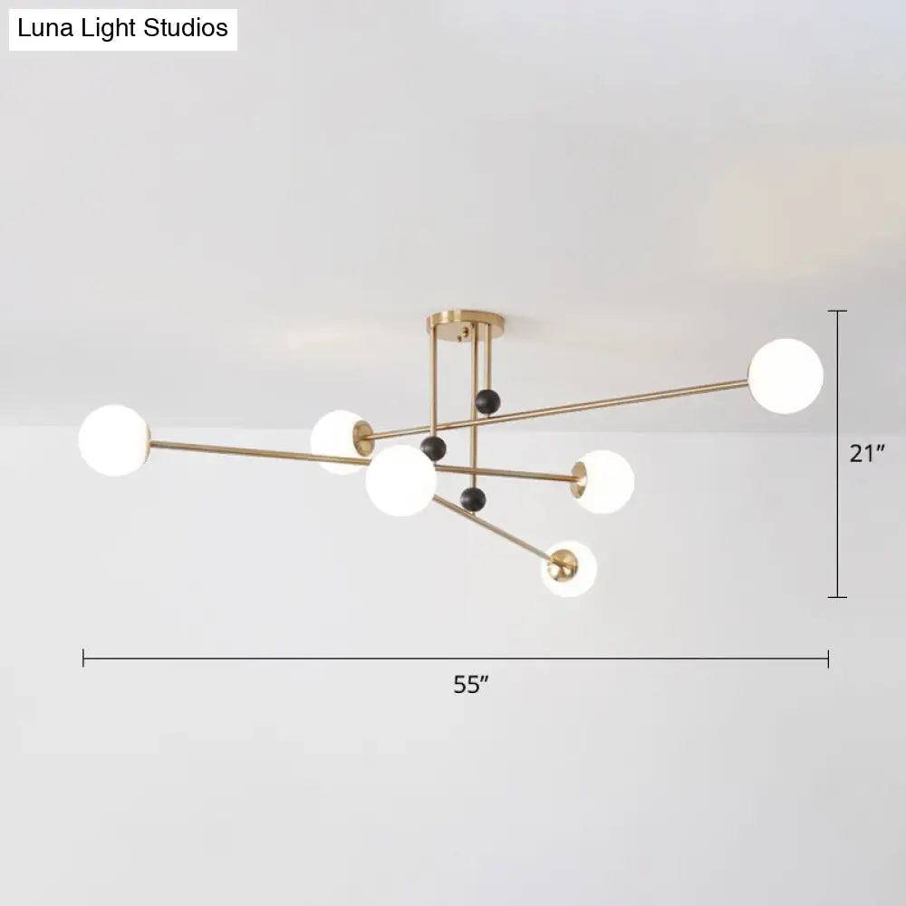 DecorBites™ DecorBites™ Sleek Opal Glass Semi Flush Ceiling Light Fixture - 6-Bulb Minimalistic Flush Mount for Living Room