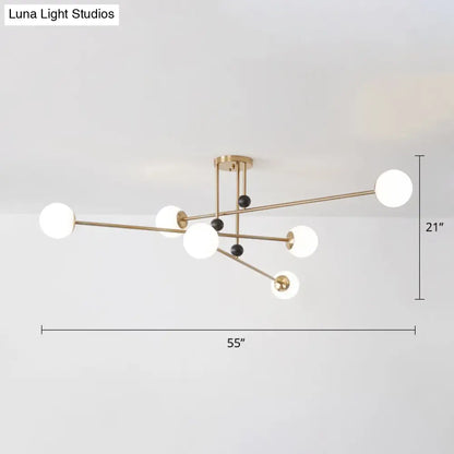 DecorBites™ DecorBites™ Sleek Opal Glass Semi Flush Ceiling Light Fixture - 6-Bulb Minimalistic Flush Mount for Living Room