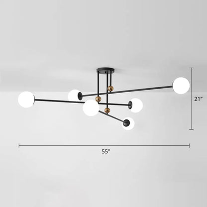 DecorBites™ DecorBites™ Sleek Opal Glass Semi Flush Ceiling Light Fixture - 6-Bulb Minimalistic Flush Mount for Living Room