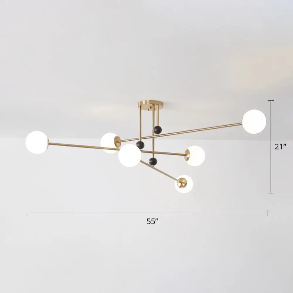 DecorBites™ DecorBites™ Sleek Opal Glass Semi Flush Ceiling Light Fixture - 6-Bulb Minimalistic Flush Mount for Living Room