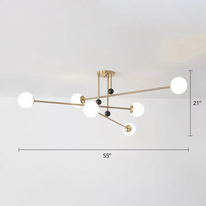 DecorBites™ DecorBites™ Sleek Opal Glass Semi Flush Ceiling Light Fixture - 6-Bulb Minimalistic Flush Mount for Living Room