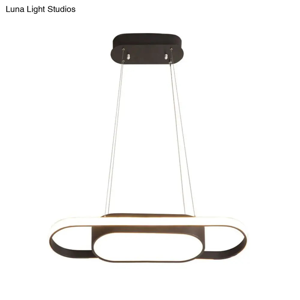 Lámpara de araña ovalada de acrílico elegante – Estilo sencillo en blanco o negro con LED – Elija luz cálida, blanca o natural