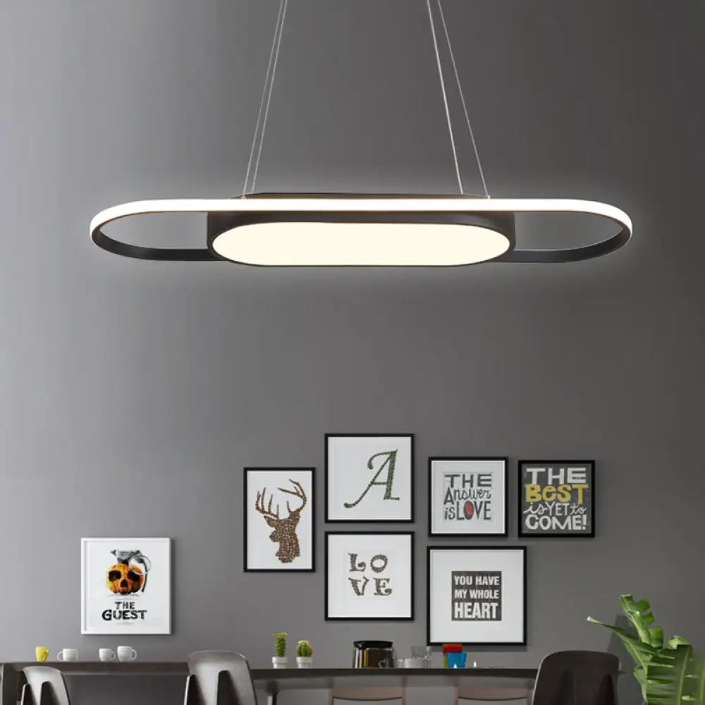 Lámpara de araña ovalada de acrílico elegante – Estilo sencillo en blanco o negro con LED – Elija luz cálida, blanca o natural