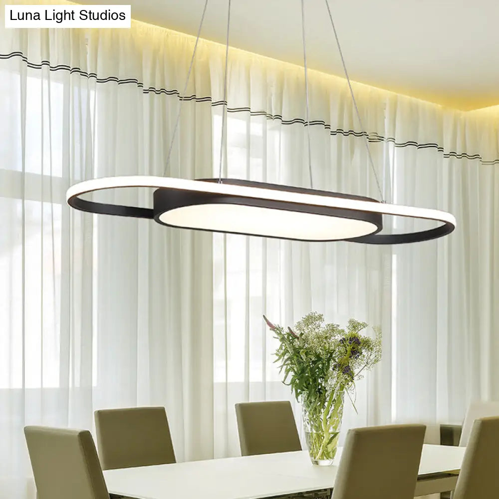 Lámpara de araña ovalada de acrílico elegante – Estilo sencillo en blanco o negro con LED – Elija luz cálida, blanca o natural