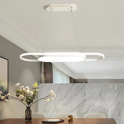 Lámpara de araña ovalada de acrílico elegante – Estilo sencillo en blanco o negro con LED – Elija luz cálida, blanca o natural