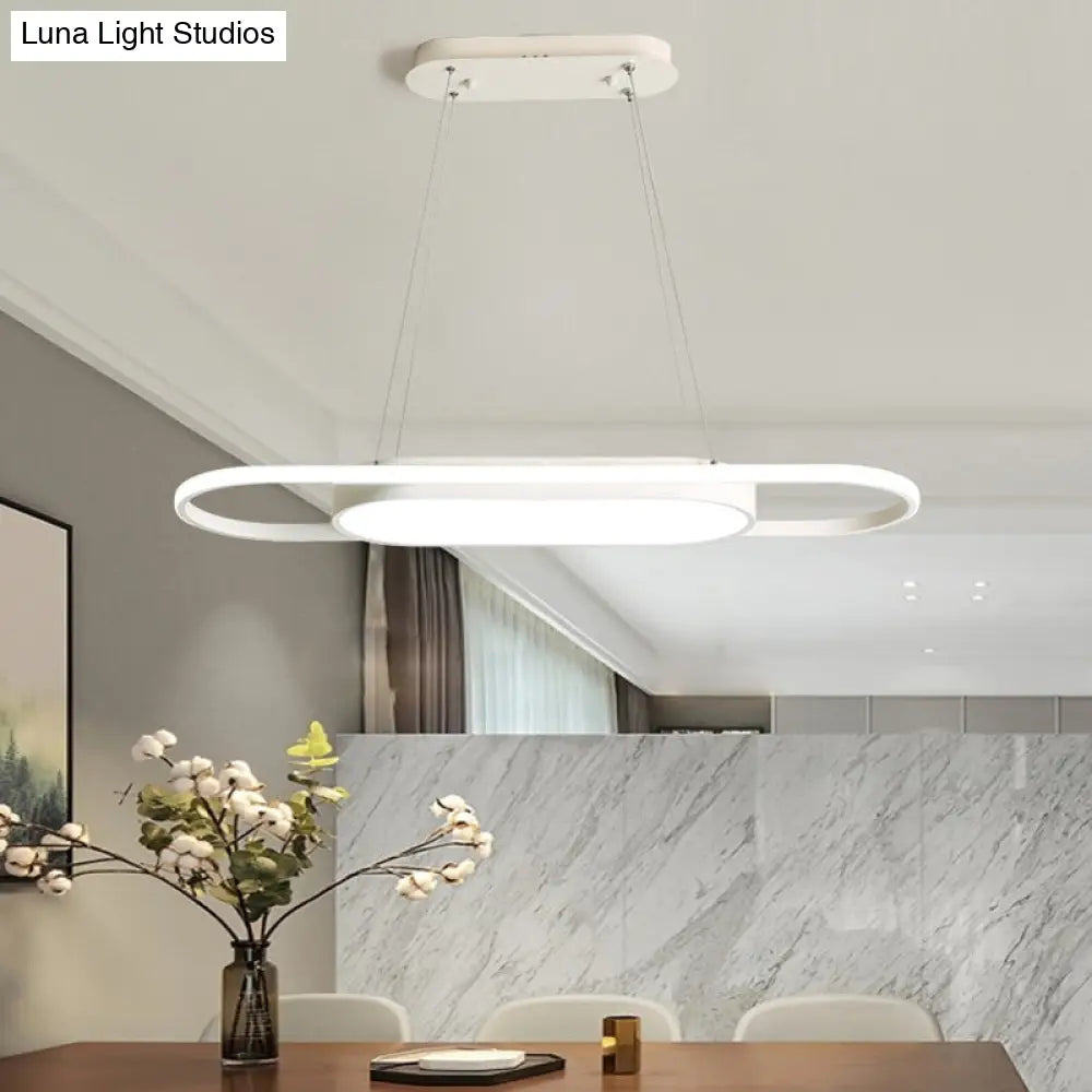 Lámpara de araña ovalada de acrílico elegante – Estilo sencillo en blanco o negro con LED – Elija luz cálida, blanca o natural