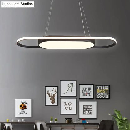 Lámpara de araña ovalada de acrílico elegante – Estilo sencillo en blanco o negro con LED – Elija luz cálida, blanca o natural