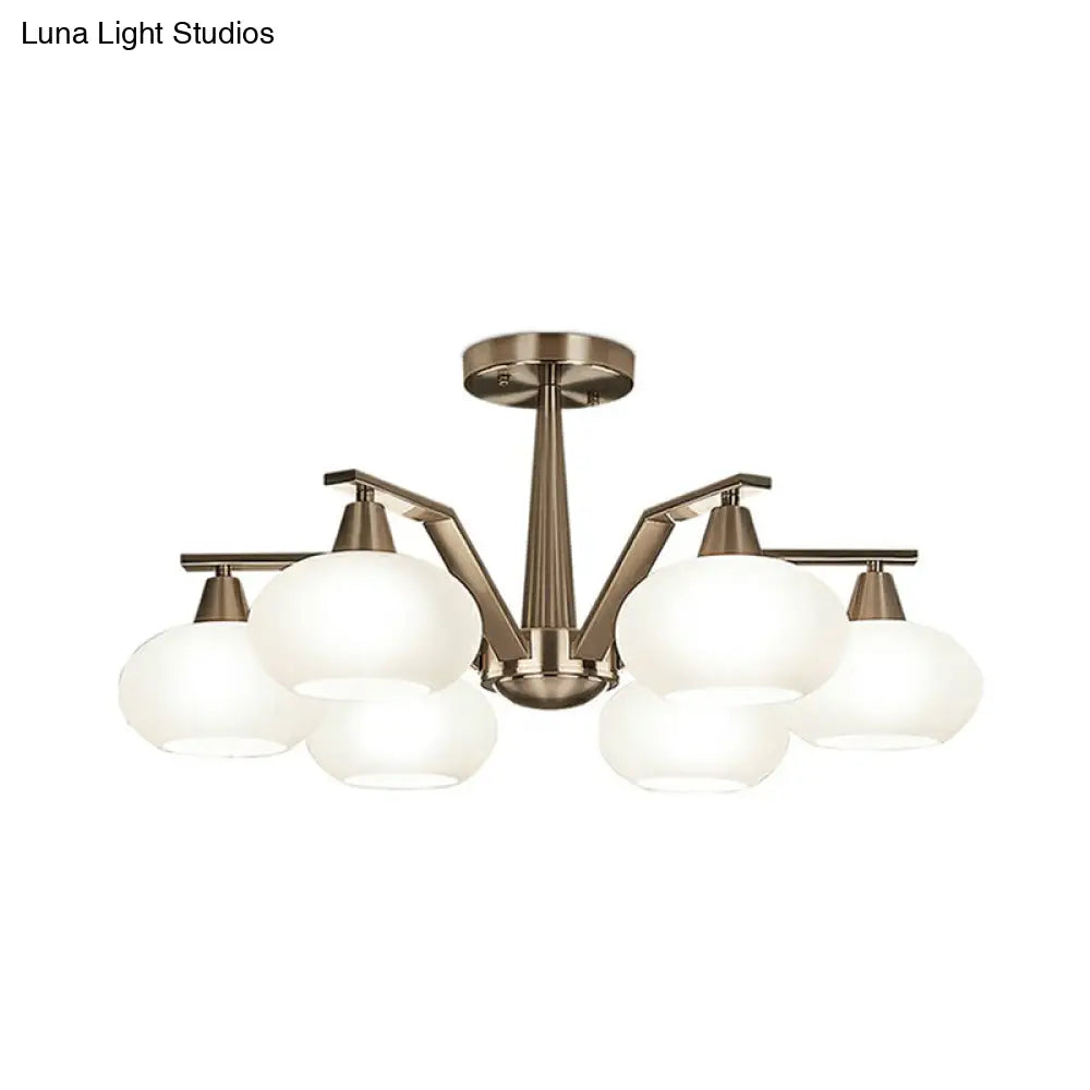 DecorBites™ DecorBites™ Sleek Oval Semi-Flush Mount Ceiling Light with Opal Glass: Modern Nickel Chandelier for Living Room