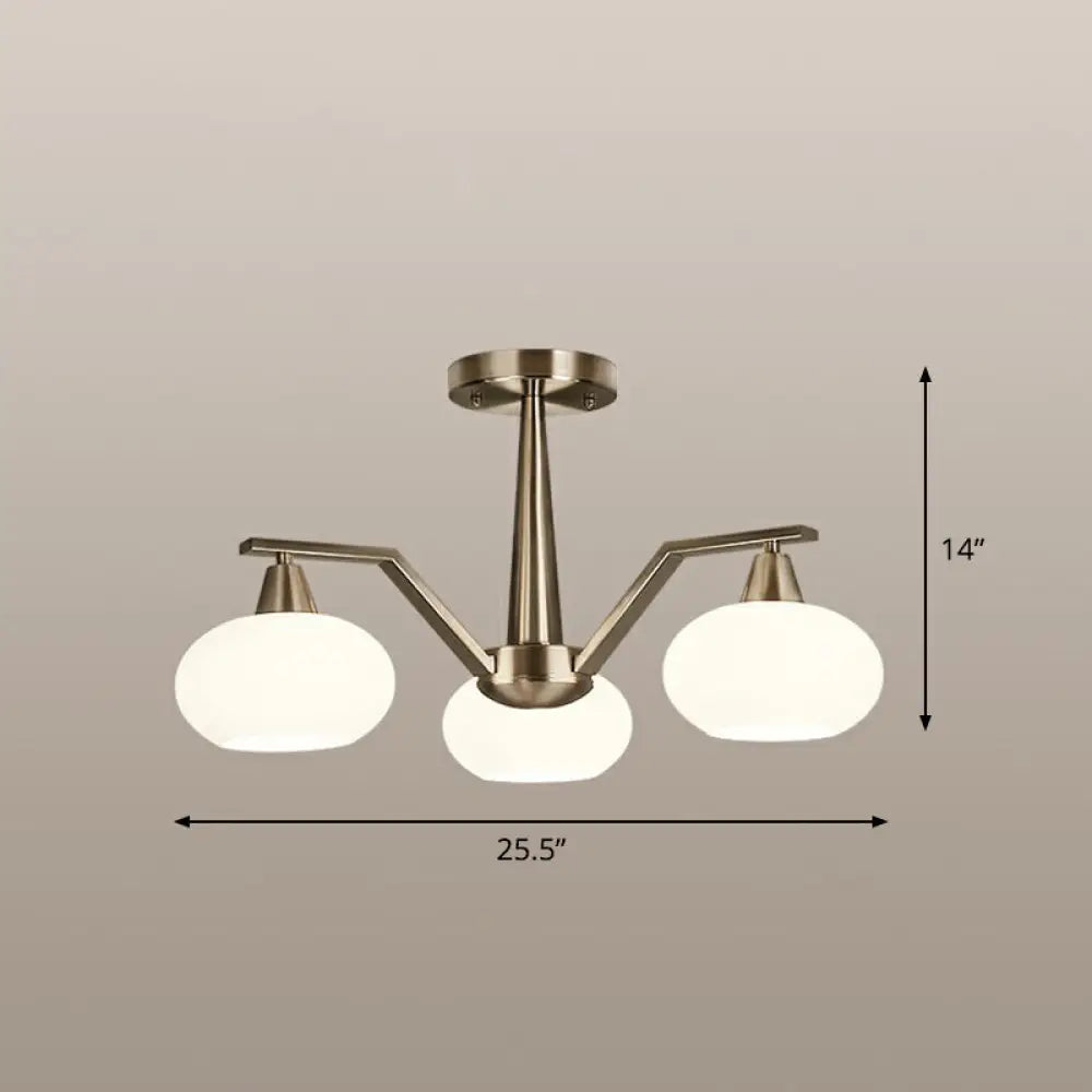 DecorBites™ DecorBites™ Sleek Oval Semi-Flush Mount Ceiling Light with Opal Glass: Modern Nickel Chandelier for Living Room