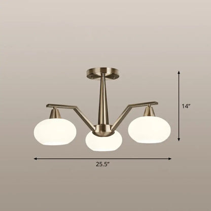 DecorBites™ DecorBites™ Sleek Oval Semi-Flush Mount Ceiling Light with Opal Glass: Modern Nickel Chandelier for Living Room