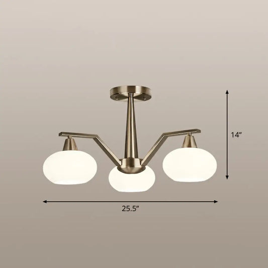DecorBites™ DecorBites™ Sleek Oval Semi-Flush Mount Ceiling Light with Opal Glass: Modern Nickel Chandelier for Living Room