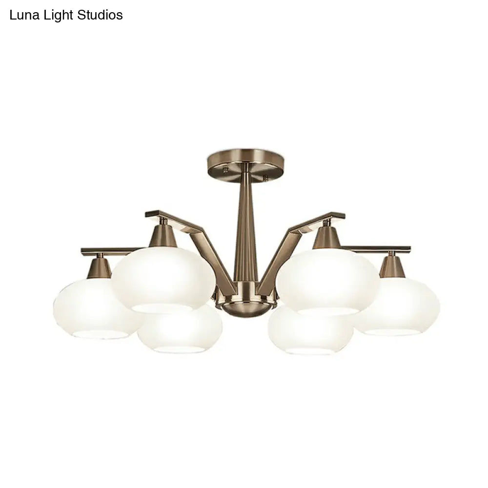 DecorBites™ DecorBites™ Sleek Oval Semi-Flush Mount Ceiling Light with Opal Glass: Modern Nickel Chandelier for Living Room
