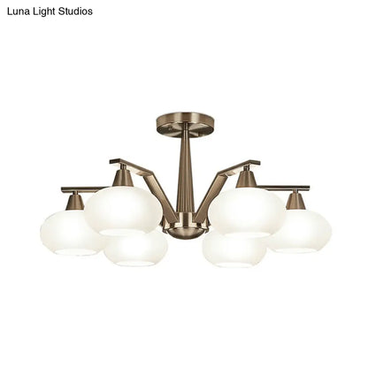 DecorBites™ DecorBites™ Sleek Oval Semi-Flush Mount Ceiling Light with Opal Glass: Modern Nickel Chandelier for Living Room