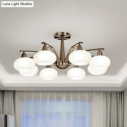 DecorBites™ DecorBites™ Sleek Oval Semi-Flush Mount Ceiling Light with Opal Glass: Modern Nickel Chandelier for Living Room