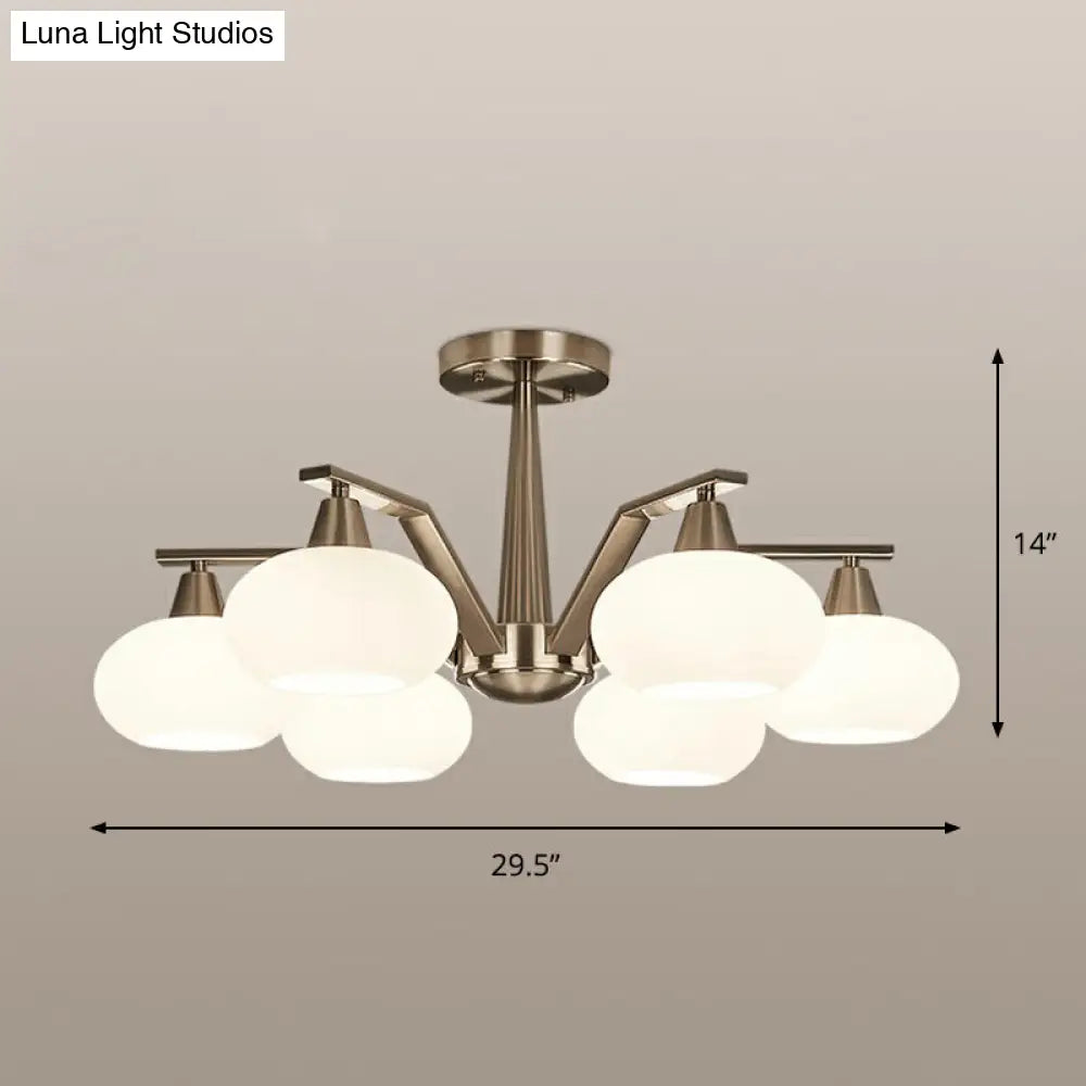 DecorBites™ DecorBites™ Sleek Oval Semi-Flush Mount Ceiling Light with Opal Glass: Modern Nickel Chandelier for Living Room