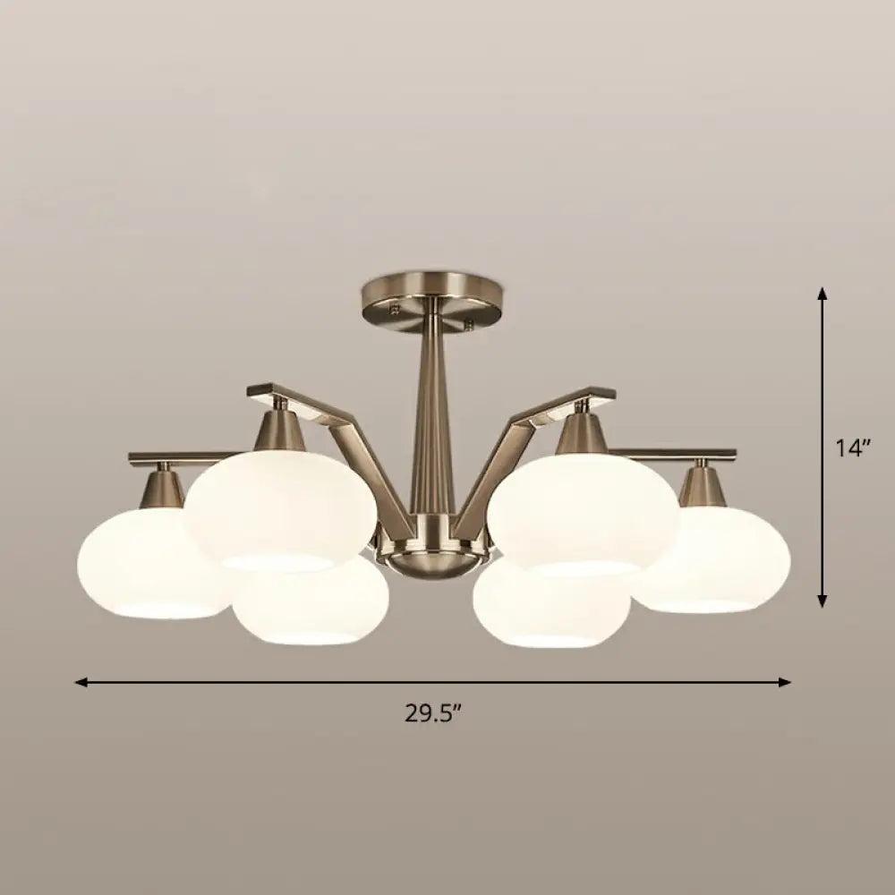 DecorBites™ DecorBites™ Sleek Oval Semi-Flush Mount Ceiling Light with Opal Glass: Modern Nickel Chandelier for Living Room