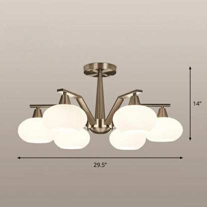 DecorBites™ DecorBites™ Sleek Oval Semi-Flush Mount Ceiling Light with Opal Glass: Modern Nickel Chandelier for Living Room