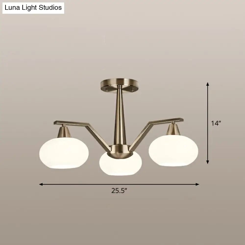 DecorBites™ DecorBites™ Sleek Oval Semi-Flush Mount Ceiling Light with Opal Glass: Modern Nickel Chandelier for Living Room