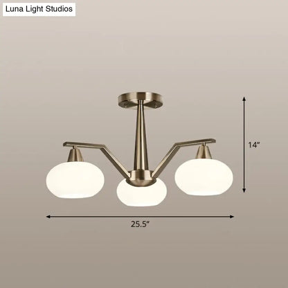 DecorBites™ DecorBites™ Sleek Oval Semi-Flush Mount Ceiling Light with Opal Glass: Modern Nickel Chandelier for Living Room