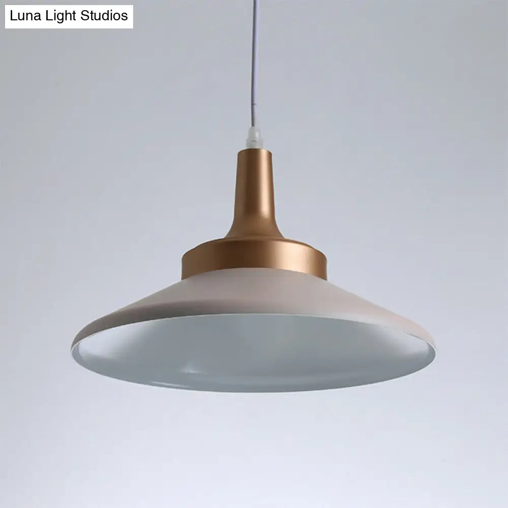 Sleek Pink Saucer Suspension Light - Minimal Metal 1-Head Ceiling Hang Fixture, 12"/14" Width