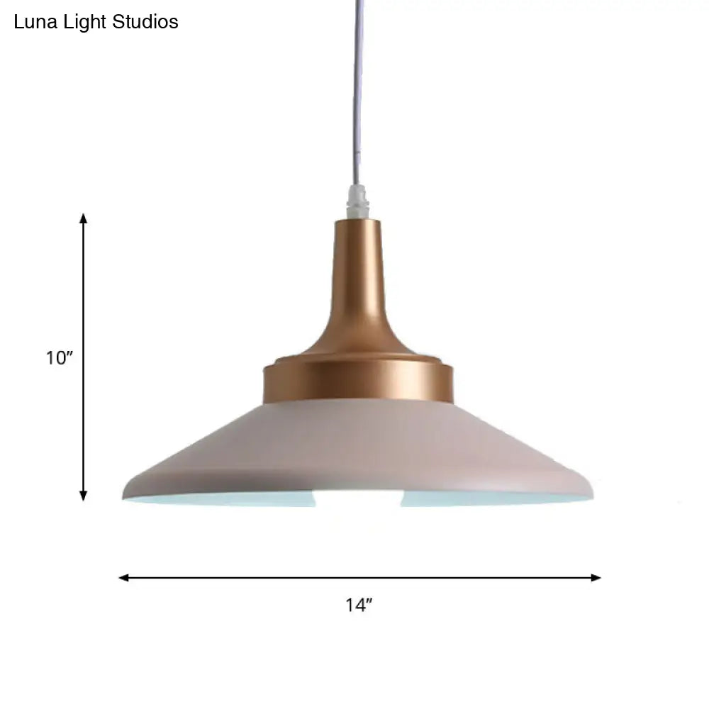 Sleek Pink Saucer Suspension Light - Minimal Metal 1-Head Ceiling Hang Fixture, 12"/14" Width