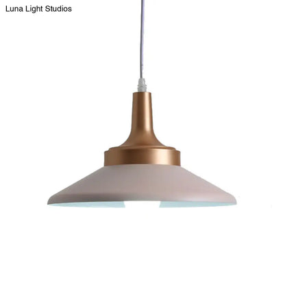 Sleek Pink Saucer Suspension Light - Minimal Metal 1-Head Ceiling Hang Fixture, 12"/14" Width