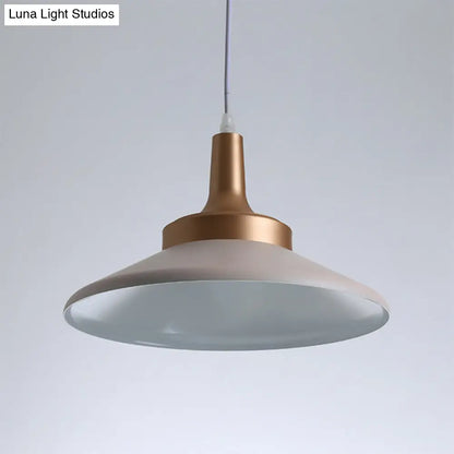 Sleek Pink Saucer Suspension Light - Minimal Metal 1-Head Ceiling Hang Fixture, 12"/14" Width