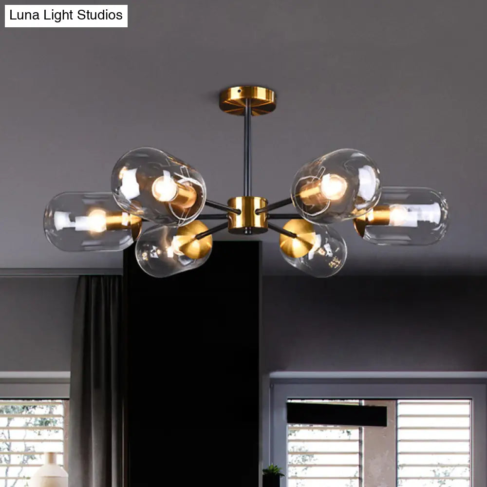 DecorBites™ DecorBites™ Sleek Postmodern 6-Light Glass Brass Ceiling Lamp for Dining Table