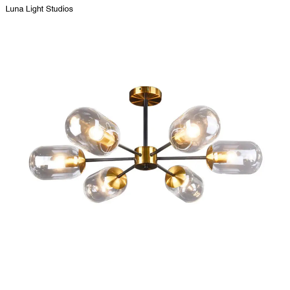 DecorBites™ DecorBites™ Sleek Postmodern 6-Light Glass Brass Ceiling Lamp for Dining Table