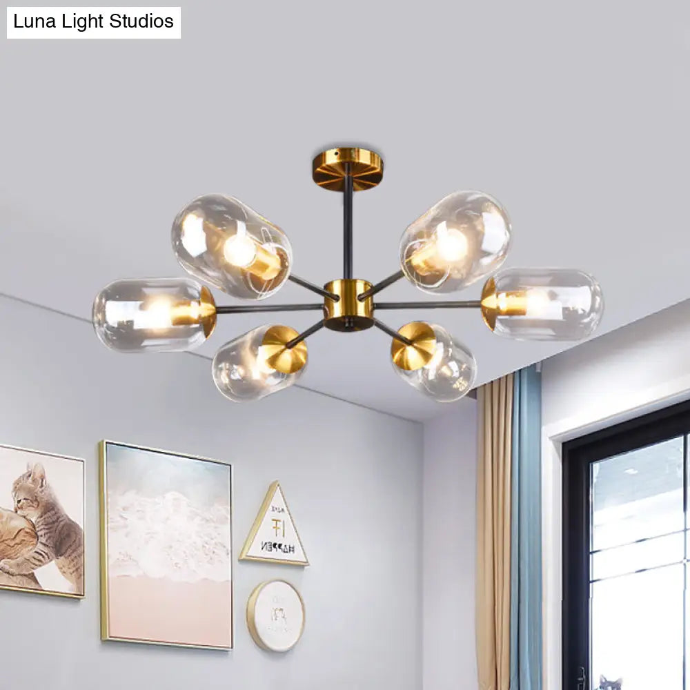 DecorBites™ DecorBites™ Sleek Postmodern 6-Light Glass Brass Ceiling Lamp for Dining Table